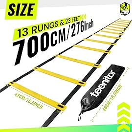 Teenitor 13 Rung Agility Ladder Speed Ladder Training Ladder for Soccer, Speed, Football Fitness Feet Training Carry Bag Agility Training Equipment, Workout Ladder, Sports Agility Ladders for Kids