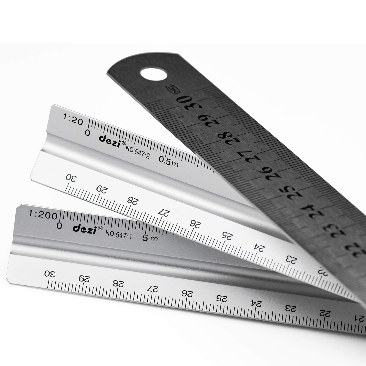 Buy 3 Pieces Metal Scale Ruler Architects Metric Triangular Scale Ruler ...