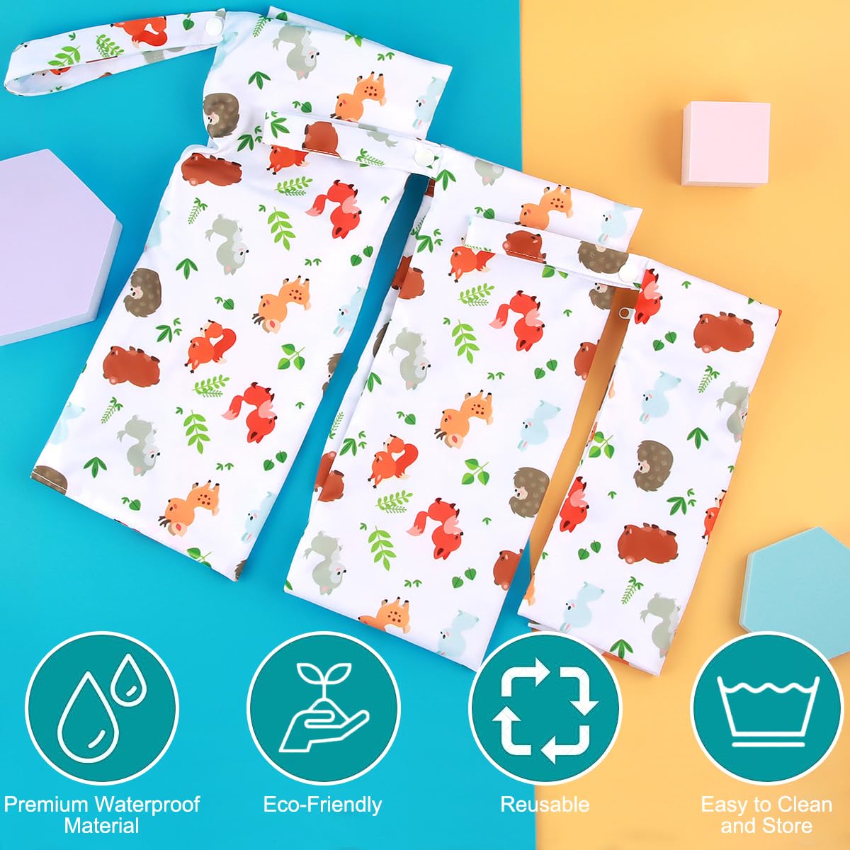 Wetbag Riutilizzabile EKKONG - 3 Pezzi, Borsa Impermeabile Per Pannolini, Costumi Bagnati, Biancheria