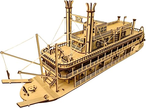 AlgWoodDesign Nehir Gemisi Ahşap Maket Seti 713 Parça – DIY 3D Puzzle Mississippi Buharlı Gemi Koleksiyoner Modeli