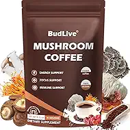 Mushroom Coffee with Lion's Mane, Reishi & Cordyceps – 6 Mushroom Adaptogen Blend for Focus, Energy, Digestion & Immune Support, Low Acid Instant Coffee Powder, 30 Servings