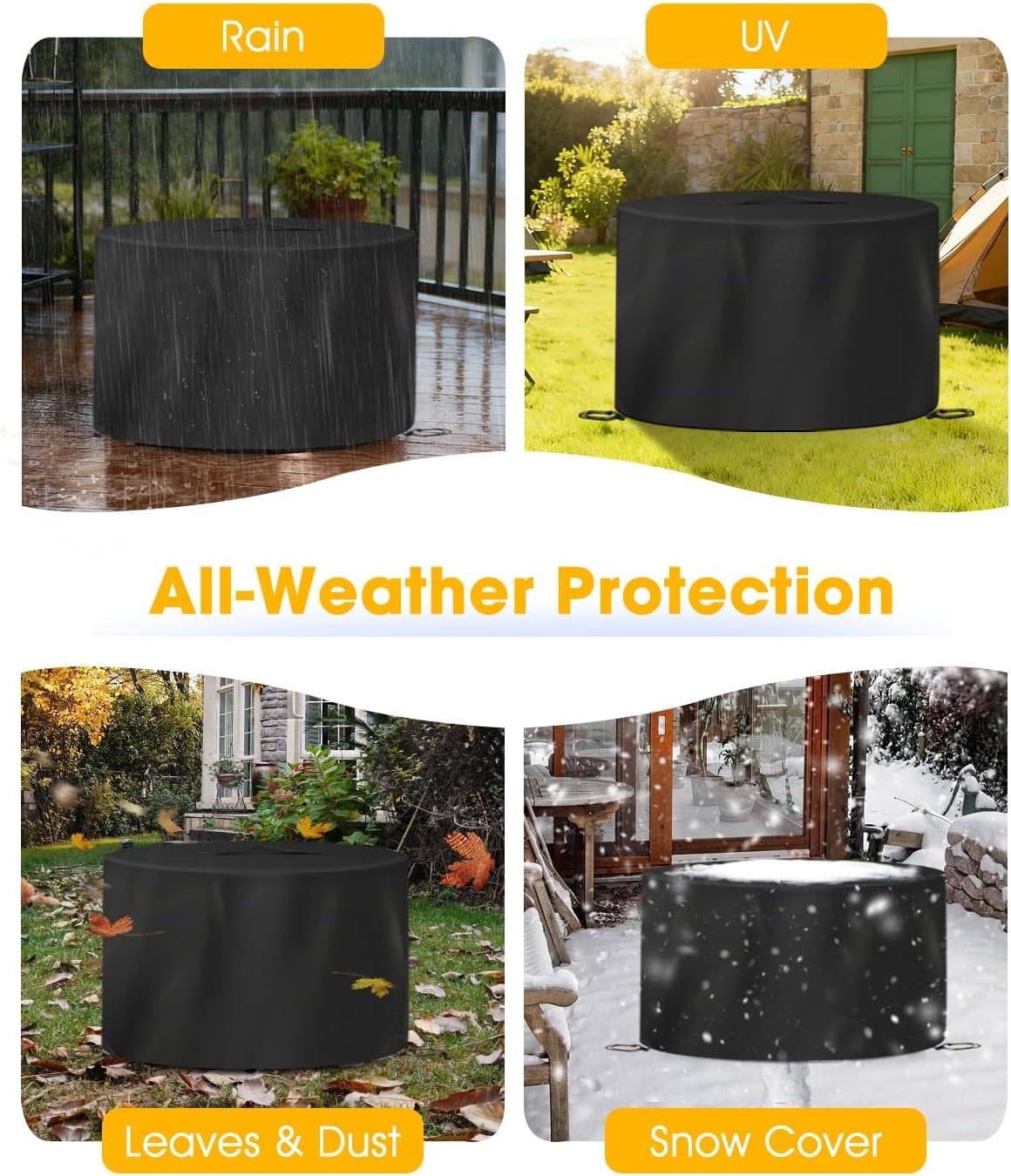 Cover for Solo Stove Summit 24 Fire Pit — Water-Resistant Outdoor Protection — 600D Oxford with PVC Backing, Inside Seam-Taped, Drawstring Hem, Top Handle — Accessories for Solo Stove Summit