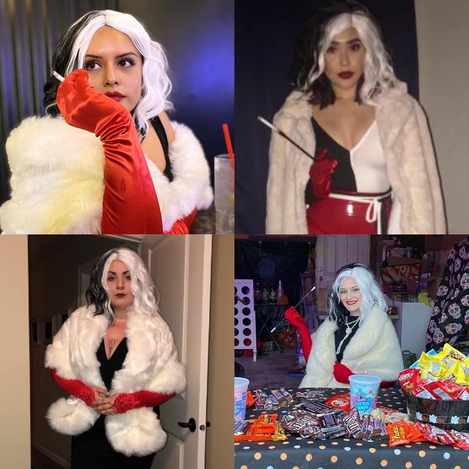 BUFASHION 14" Women Short Light Pink Kinky Straight Cosplay Synthetic Wigs With Air Bangs 46 Colors Available (Black and White) - Image 6