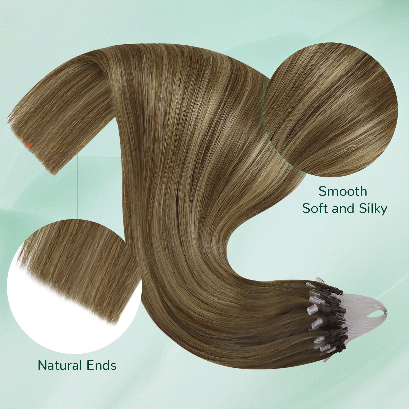 Easyouth Nano Hair Extensions Real Human Hair Blonde Nano Beads Hair Extension Human Hair Platinum Blonde Nanos Loop Hair Extensions Pre Bonded for Natural Look 14 Inch 50g 1g/Strand #1000 — view 62