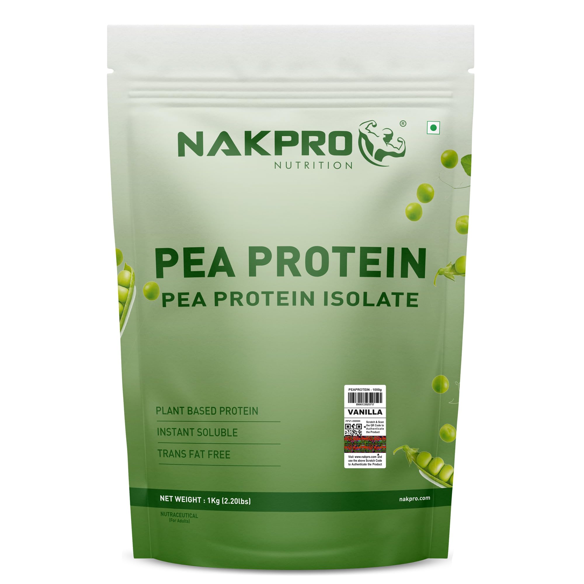 NAKPRO NUTRITION Pea Protein Isolate | 1 kg Vanilla | 26g Protein | Plant Based Protein Powder-image-38