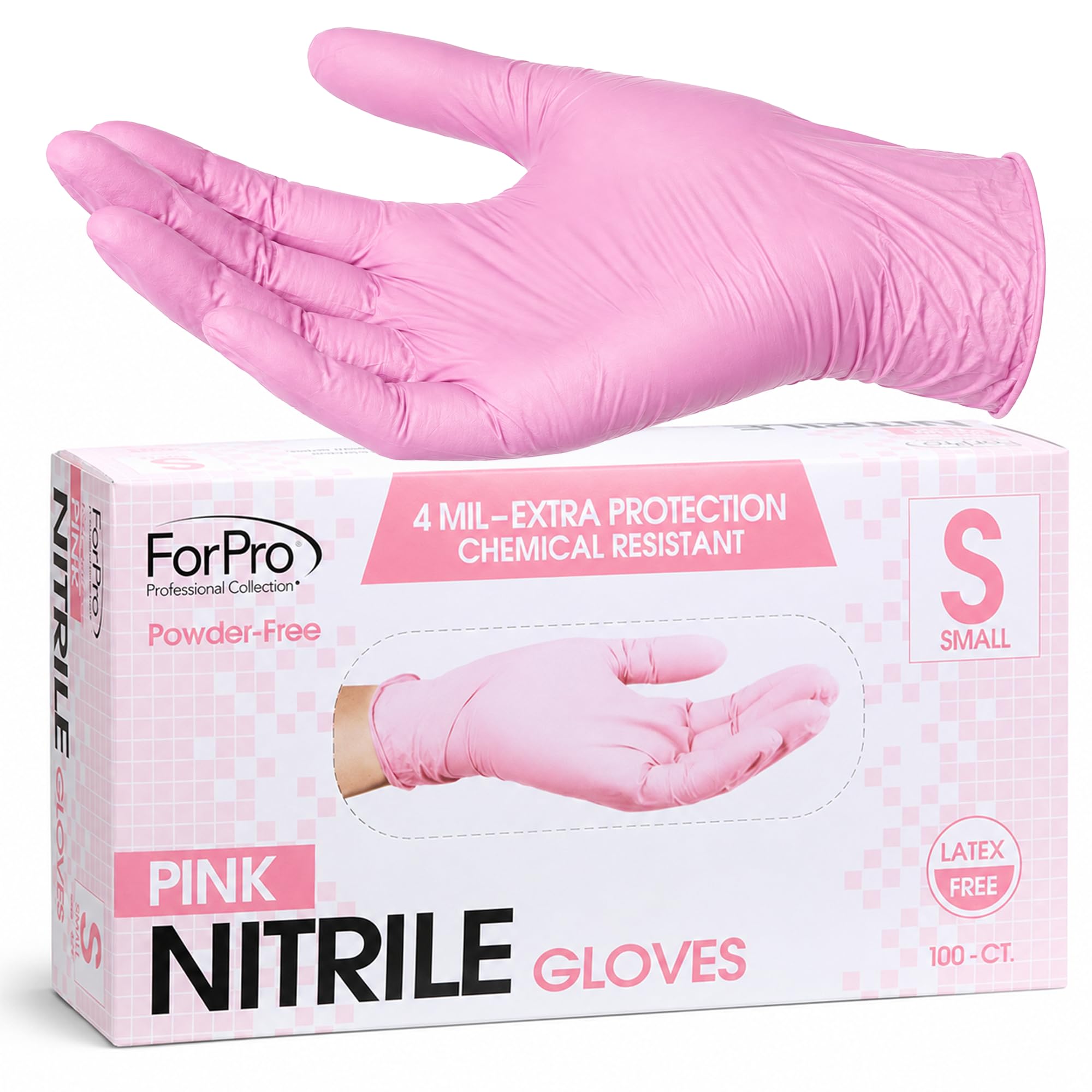 ForPro Disposable Nitrile Gloves, Chemical Resistant, Powder-Free, Latex-Free, Non-Sterile, Food Safe, 4 Mil