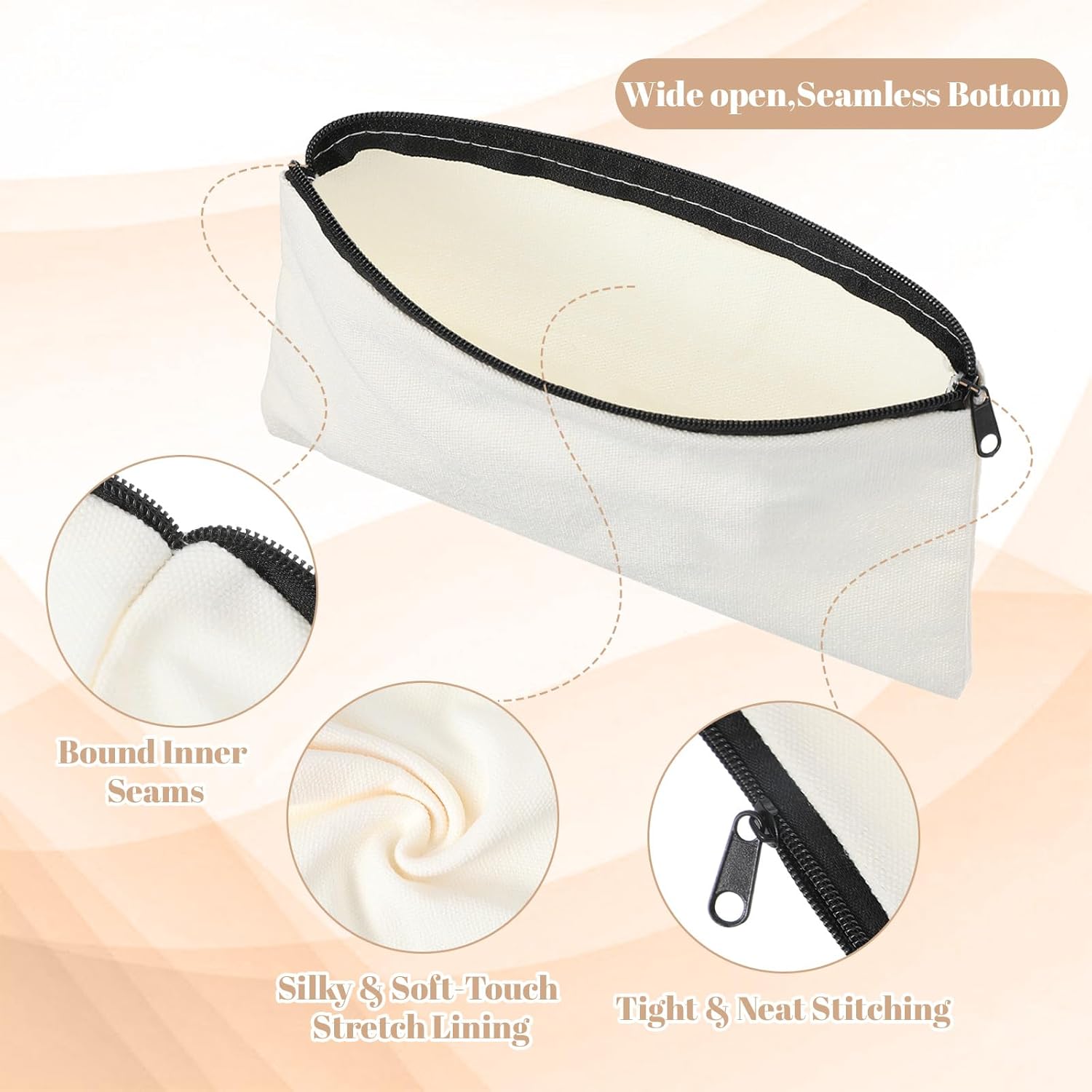 4PCS Small Pencil Pouch with Zipper, Blank Bags Bulk, Makeup Bag, Cosmetic Bags for DIY Craft, Travel, Organized Storage (8.3 X 5 Inches) - Image 3