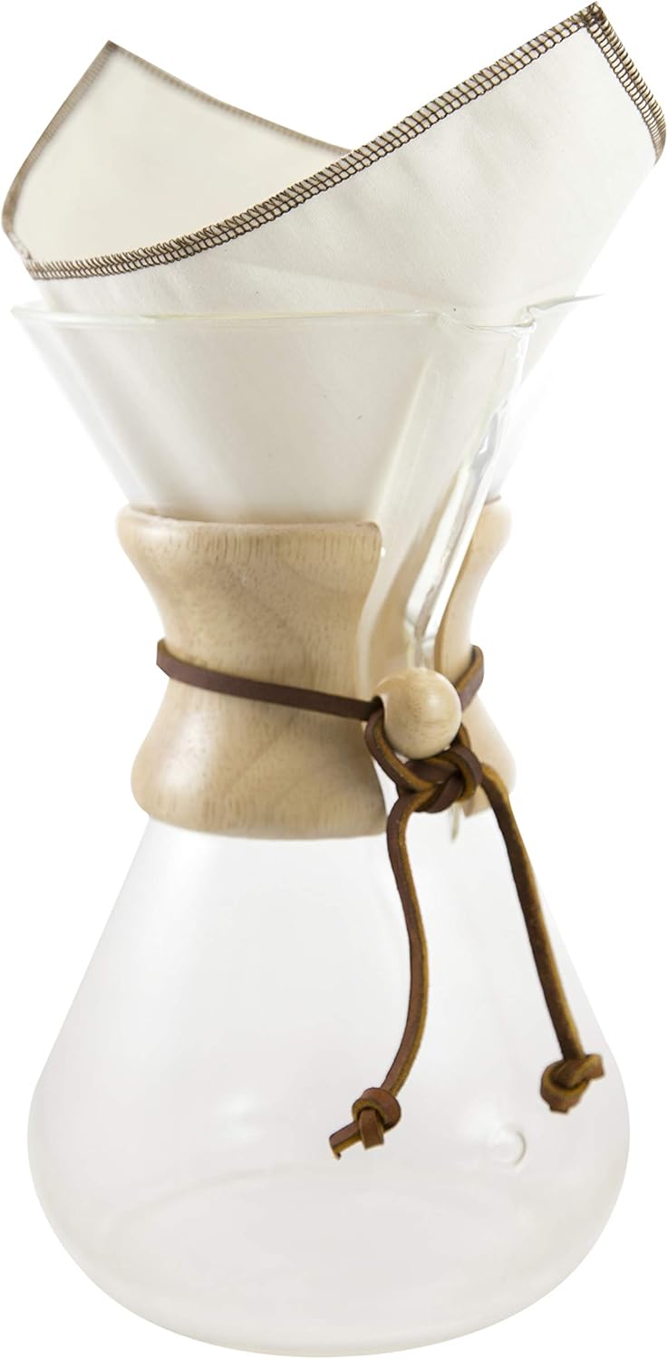 CoffeeSock Reusable Coffee Filters - Chemex X6 Carafe 6-13 Cup (2 Filters) - Organic Natural Cotton Coffee Filters Made in the USA - Ultra-Durable 1 Year Filter Set - Eco-Friendly Compostable Cloth : Home & Kitchen
