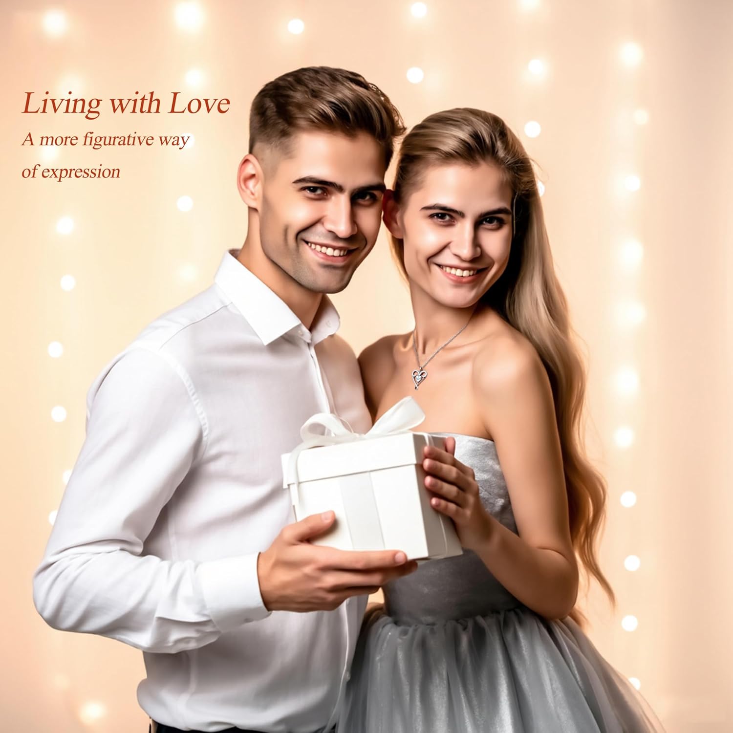 Yuelove Infinity Necklace for Women, 925 Sterling Silver Heart Necklace with 5A Zircon, White Gold Plated Adjustable Chain, Gift for Valentine's Day, Birthday, Anniversary for Wife, Girlfriend, Mom - Image 7