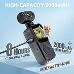 2K Vlogging Camera, Portable Pocket Action Camera with 180° Rotatable Lens, Body Cam with App Control, 8-Hour Battery Life, Handheld Blogging Cameras for Outdoor Sport, Travel, Cycling