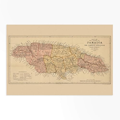 Miniatura 7 de Historix Vintage 1893 Jamaica Mapa  240 x 361in diseño de mapa de Jamaica vintage de la isla de Jamaica