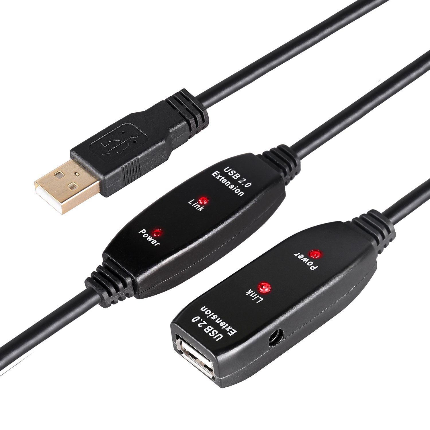 Cable alargador USB de 5 m, 10 m, 15 m ó 20 m. USB 2.0, repetidor activo, con conectores macho a hembra, cables largos con amplificador de señal (20m)