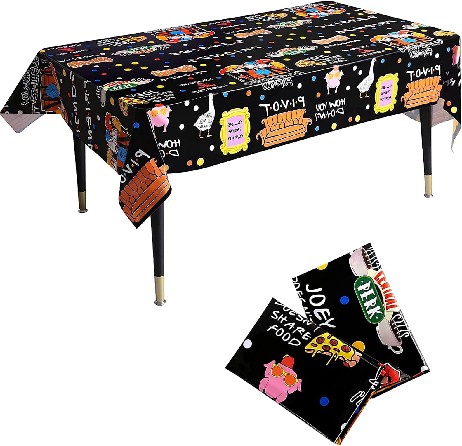 TOBTUKE 2 Pack Friends Party Tablecloths,Disposable Friends Plastic Table Cover for Friends TV Show Party Supplies Friends Fan Birthday Party Decorations(86.6 x 51.2 inch)