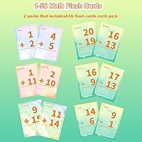 Vista 5 de Tarjetas flash de suma y resta, tarjetas de datos matemáticos 1-20, juegos de manipulación matemática para jardín de infantes, 1º, 2º, 3º, 4º, 5º