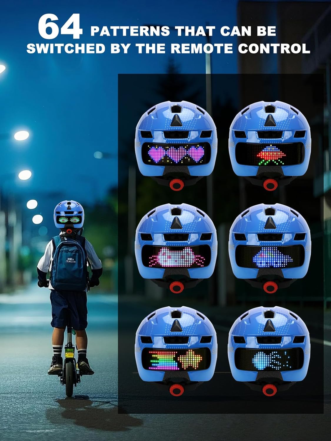 Kids Bike Helmet for Boys Girls 5-8 8-14, Boys Bicycle Helmets with LED Turnning/Stop Signals, Girl Cycling Helmet for Kids, Lightweight, Adjustable Size Ebike Helmets, Birthday Gifts for Girls Boys