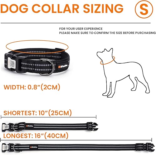 Miniatura 60 de Collar reflectante para perro con etiqueta de código QR, collar de perro personalizado, visibilidad nocturna de seguridad, función antipérdida Negro