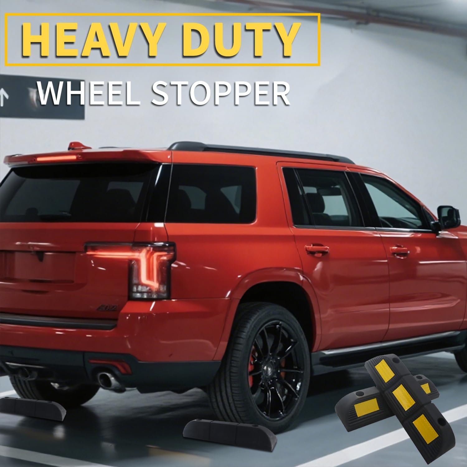 Parking Stopper for Garage Parking Aid 12 Pack Block, Car Truck Curb Floor Parking Lot Wheel Tire Stops Bumpers with Bolt Installation, Rubber Vehicles Aid Gadgets