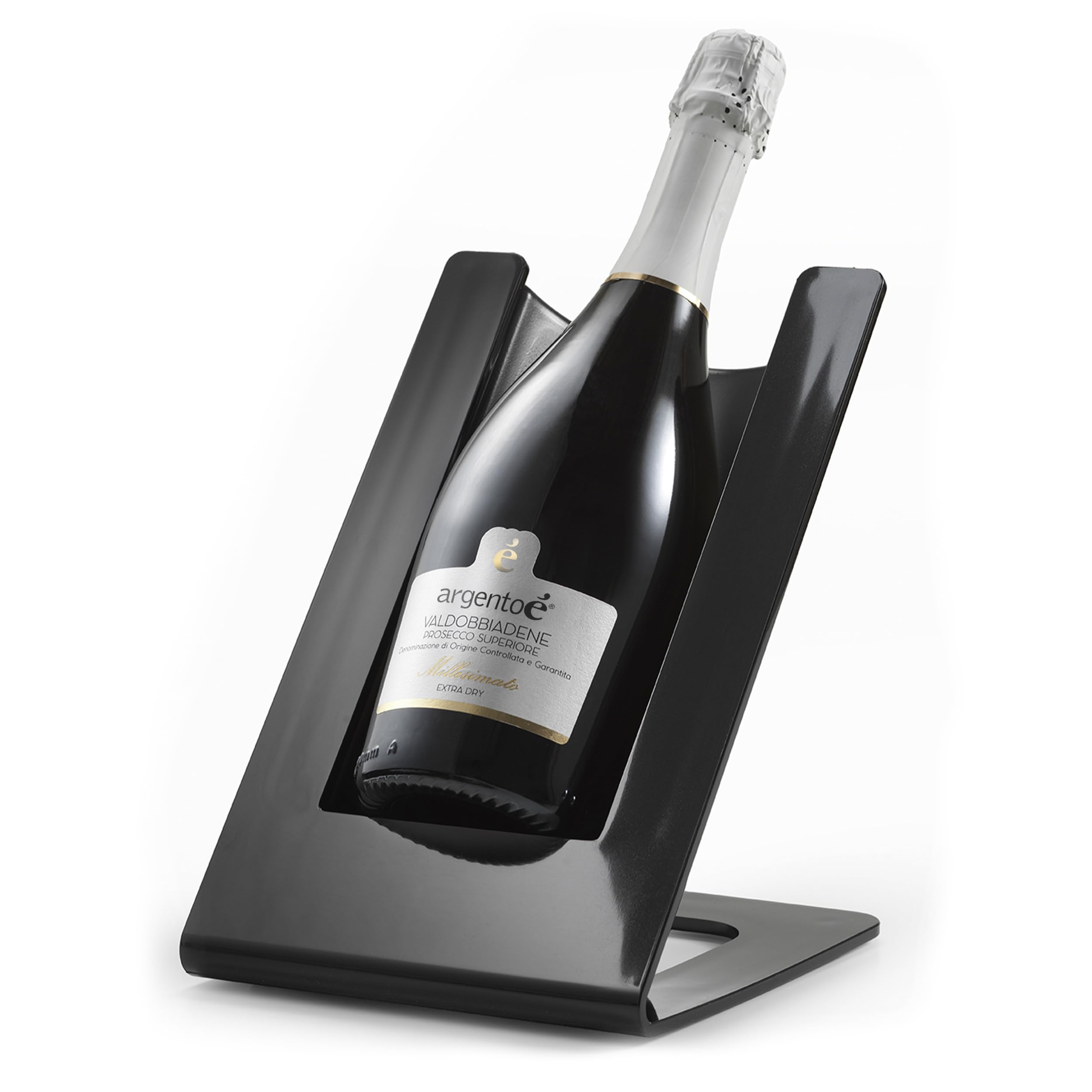 argentoè Gelette Rafraîchisseur de Bouteille de Vin - Porte-Bouteille Réfrigérant et Glacette Thermique de Table - Présentoir pour Mousseux et Champagne Sans Glace - Design Made in Italy (Noir)
