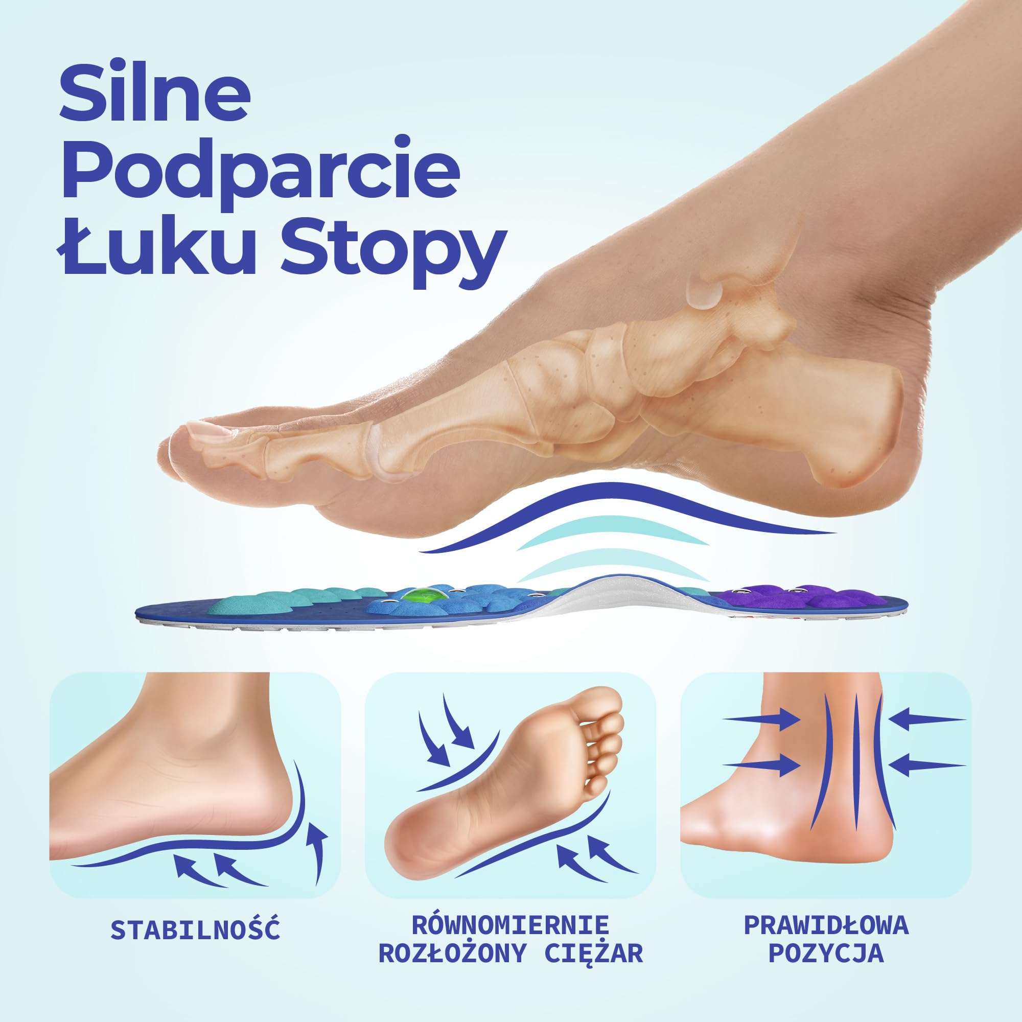 Akusoli Wkładki męskie i damskie. Wkładki do butów z podparciem łuku. Wkładka amortyzacja wstrząsów. Magnetyczne wkładki do butów do akupresury, stojące przez cały dzień EU36-41.5