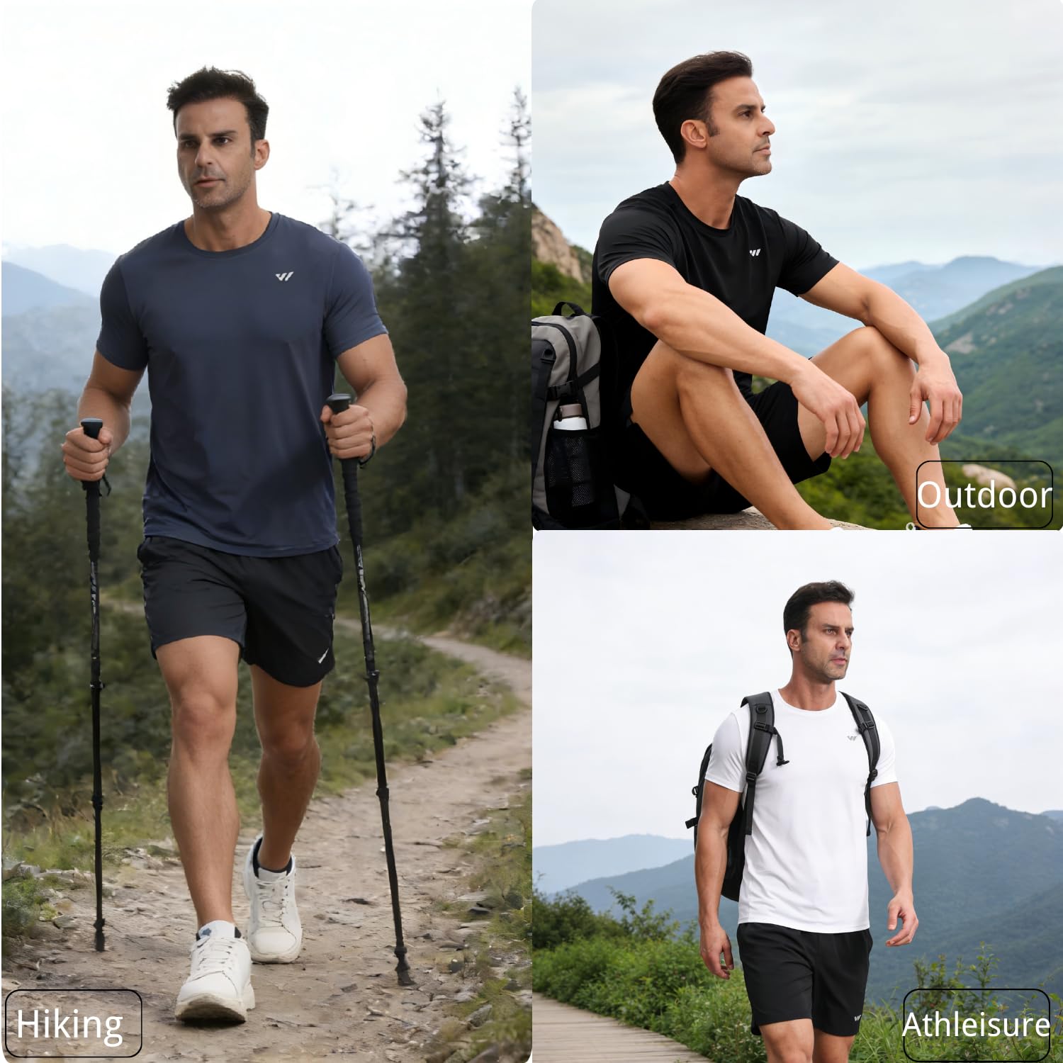 Wulibike Tee Shirt Sport Homme,Lot de 3 ou 5,Respirant Séchage Rapide et Léger,T-Shirt Running Gym Tops Homme