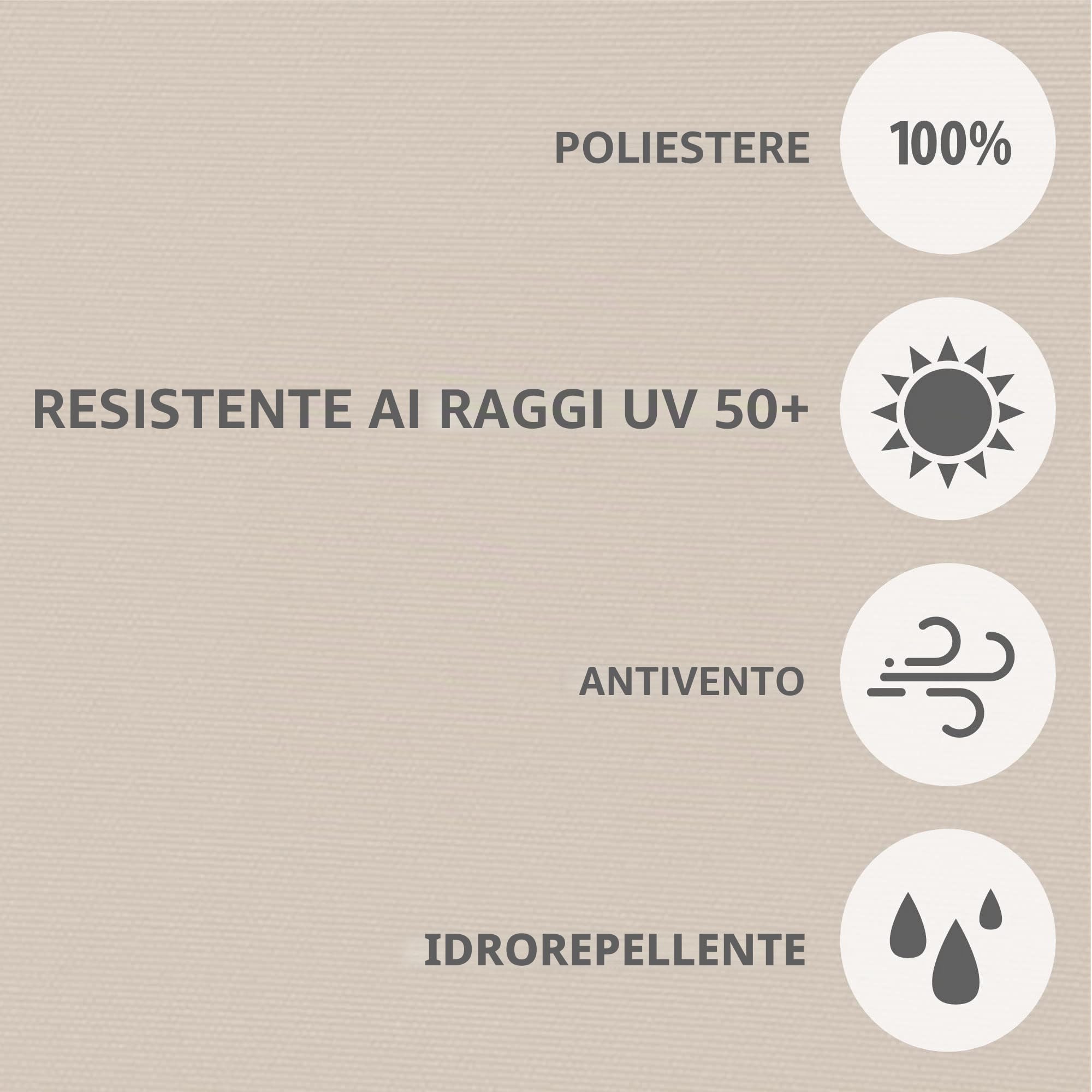 paramondo Tenda da Sole Verticale a Rullo per Esterno 2000 Protezione Solare per Balcone con Cassonetto e Manovella, 120 x 250 cm, Beige, Struttura Antracite