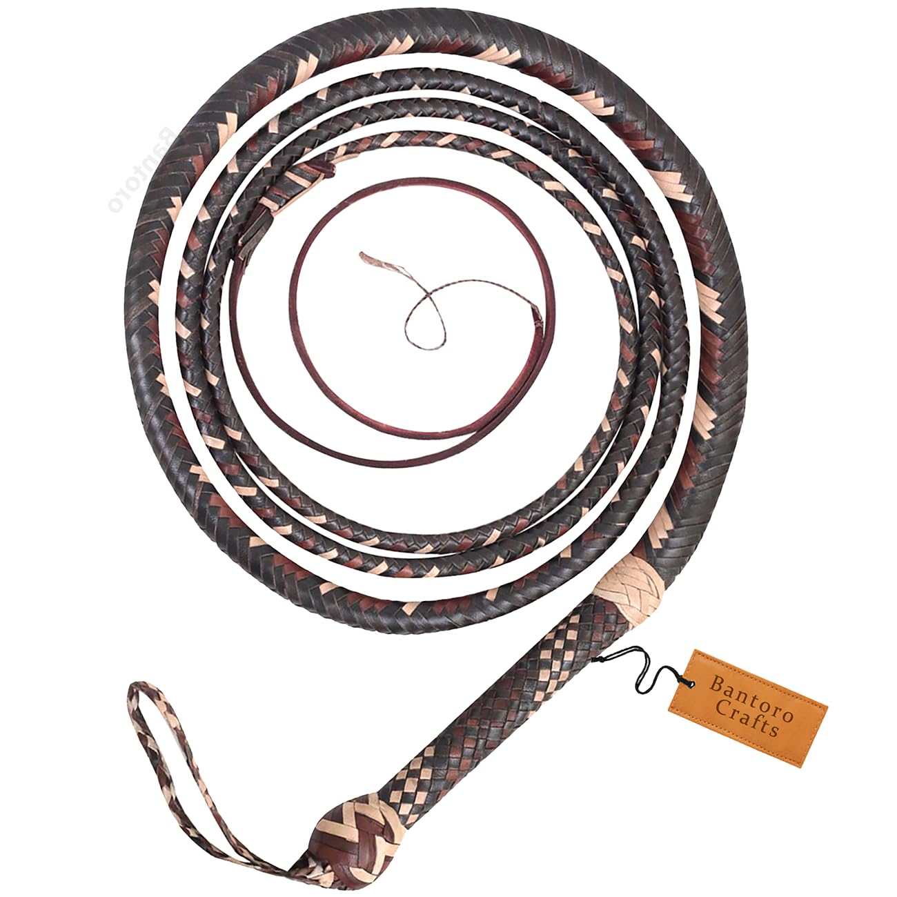 Indiana Jones Peitsche, Kängurufell, für den Reitsport, Bullenpeitsche, Leder, robuster Peitschenbauch und Lederpolster innen, 16 geflochtene Stränge, geflochtenes Leder Reitsport (18 Fuß (5,4 Meter))