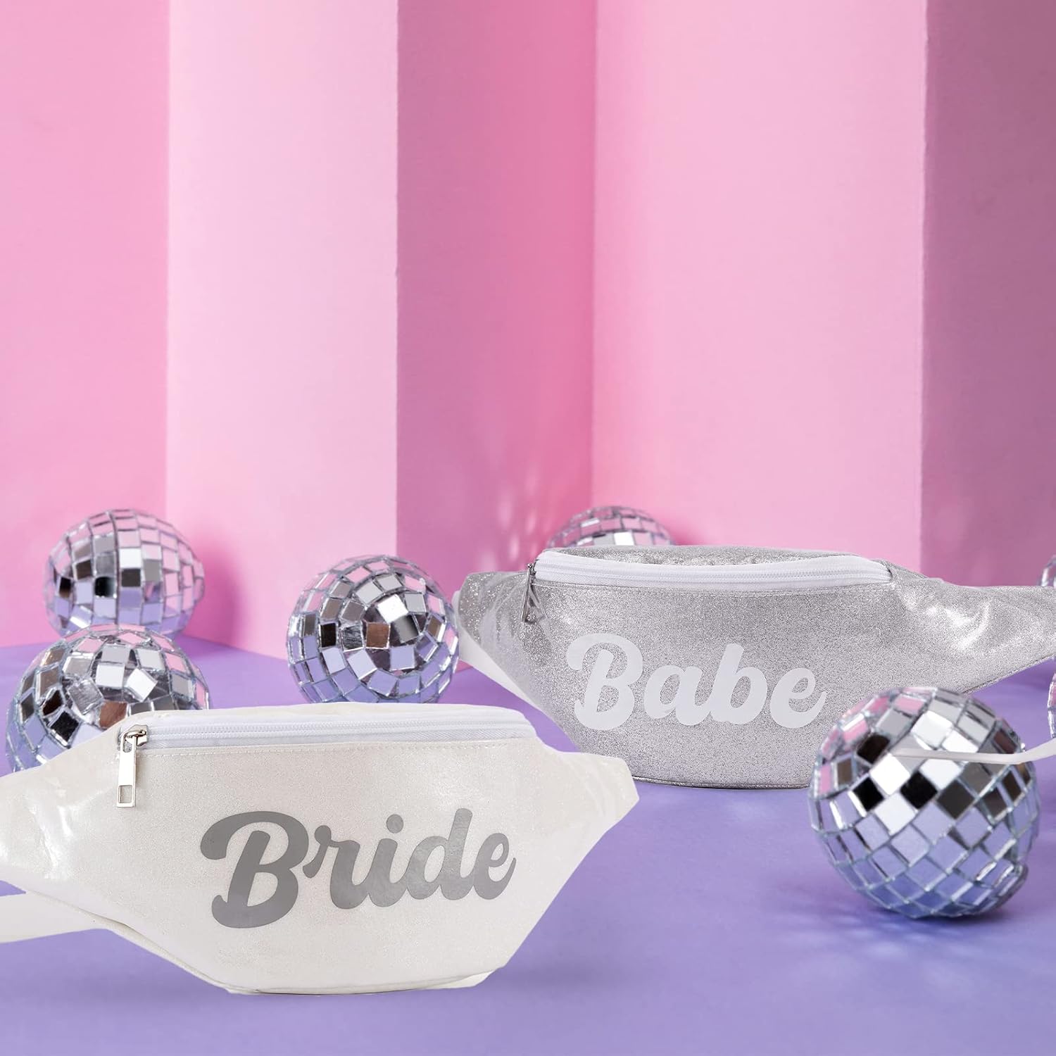 Pop Fizz Designs Last Disco Bachelorette Party Fanny Pack Set I Bachelorette Party Favors I 1 Bride and Babe Fanny Packs