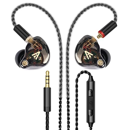 Vibes 202M Wired Earbuds - HiFi in Ear Monitor Headphones - Noise Isolating Ear Buds w/ Mic - Clear Sound, Deep Bass & Comfort-Fit Gaming Earphones - MMCX to 3.5mm & Silver Plated Cord, Carrying Case