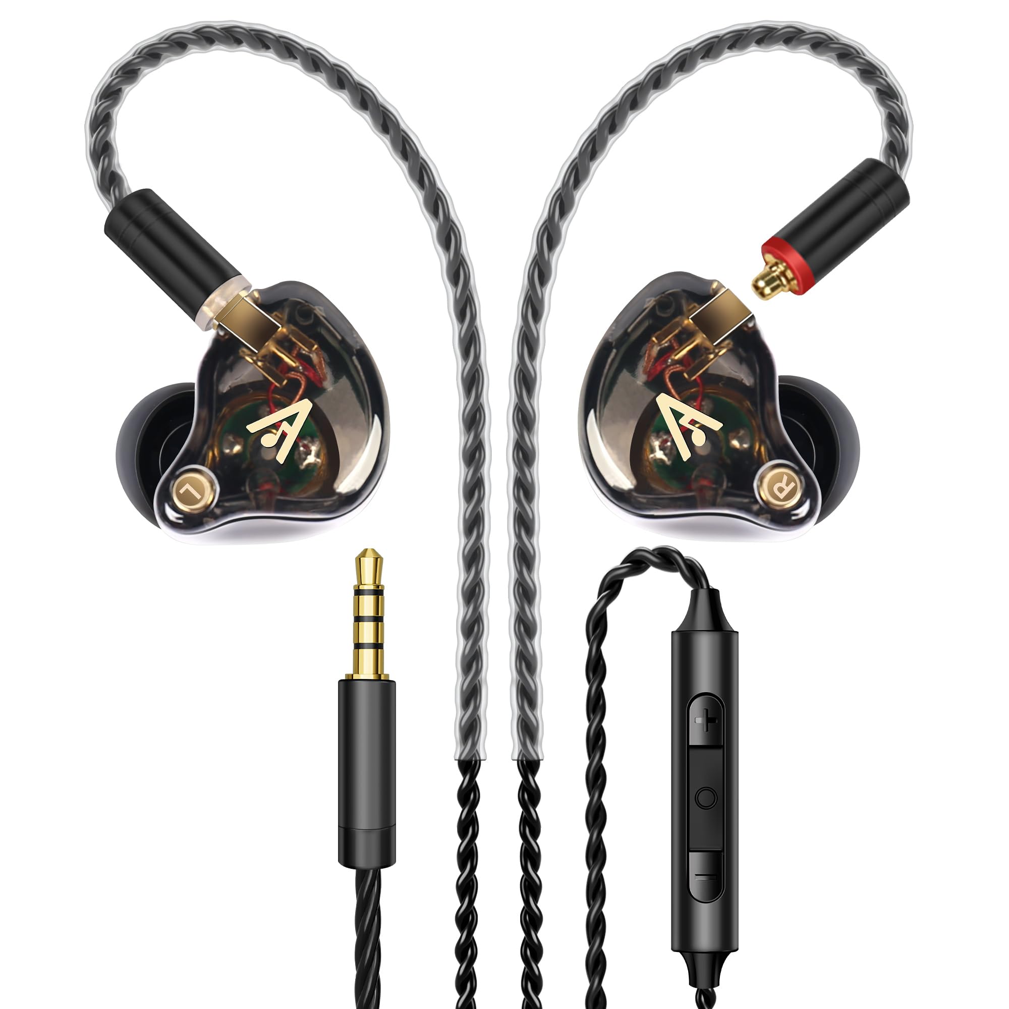 Vibes 202M Wired Earbuds - HiFi in Ear Monitor Headphones - Noise Isolating Ear Buds w/ Mic - Clear Sound, Deep Bass & Comfort-Fit Earphones - MMCX to 3.5mm & Silver Plated Cable - Premium Carry Case