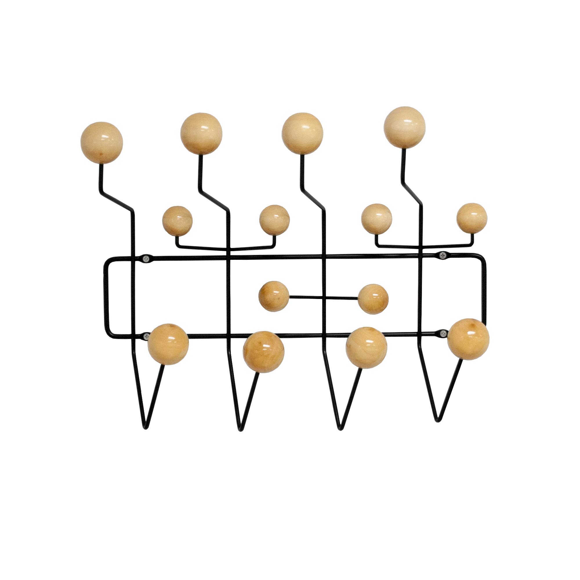 Mod Made Mid Century Modern Bubble Wall Mounted Coat Rack, Wood Color Ball Black Frame