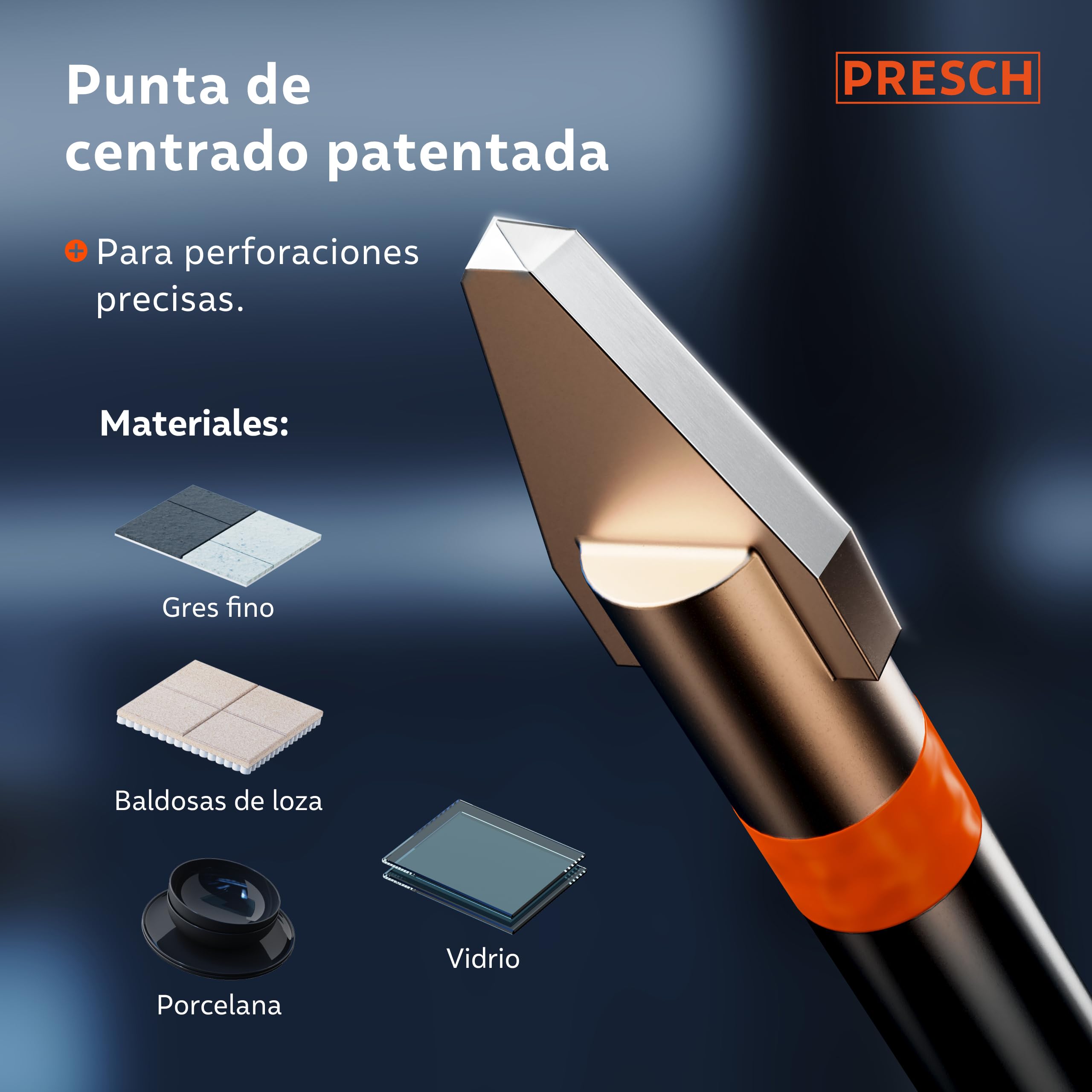 Presch Set de Brocas azulejos | ⌀ 6mm, 8mm, 10mm | Brocas especialmente para azulejos duros, cerámica, vidrio y porcelana | Incluidas en una caja