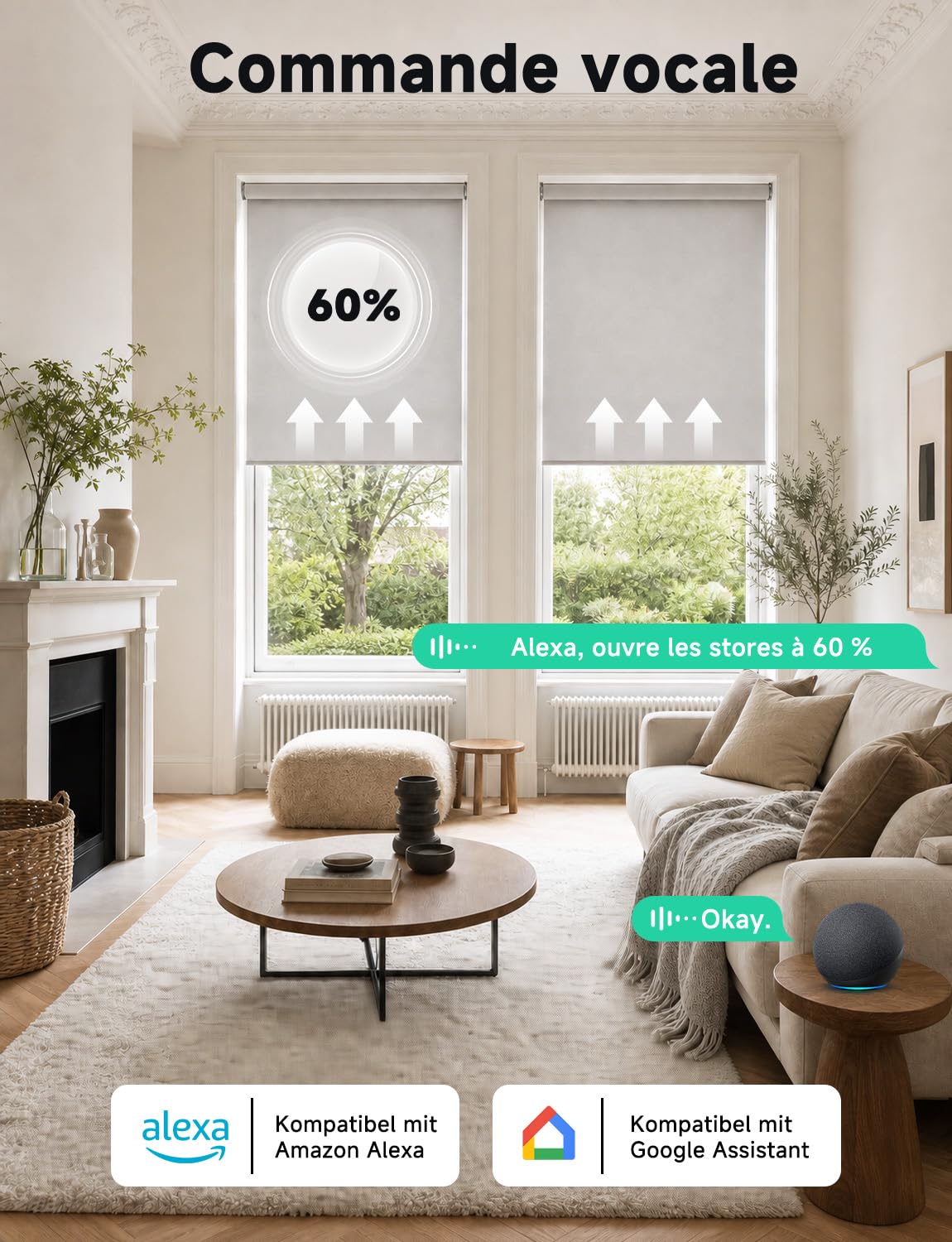 Maxcio Interrupteur Connecté WiFi Volet Roulant Tactile [Fil Neutre]-2 Pack | Interrupteur Intelligent Pour Rideau Avec Contrôle De Pourcentage Compatible Alexa, Google Home, Commande Vocale & Minuterie