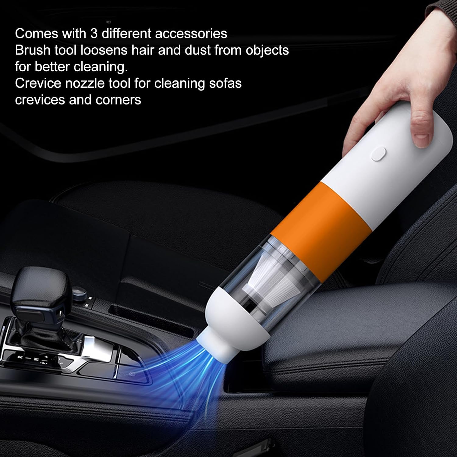 Mini Cordless Pet Hair Eraser Handheld Vacuum Cleaner for Car & Home, High Power Portable Car Vacuum with 3 Attachments & 5000mAh Battery image 4