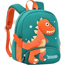 Dinosaur Anti-lost Backpack for Toddler Boys,Kids Bookbag for Preschool Boys Backpack, Fit A4 Folder, 02-Green+Orange