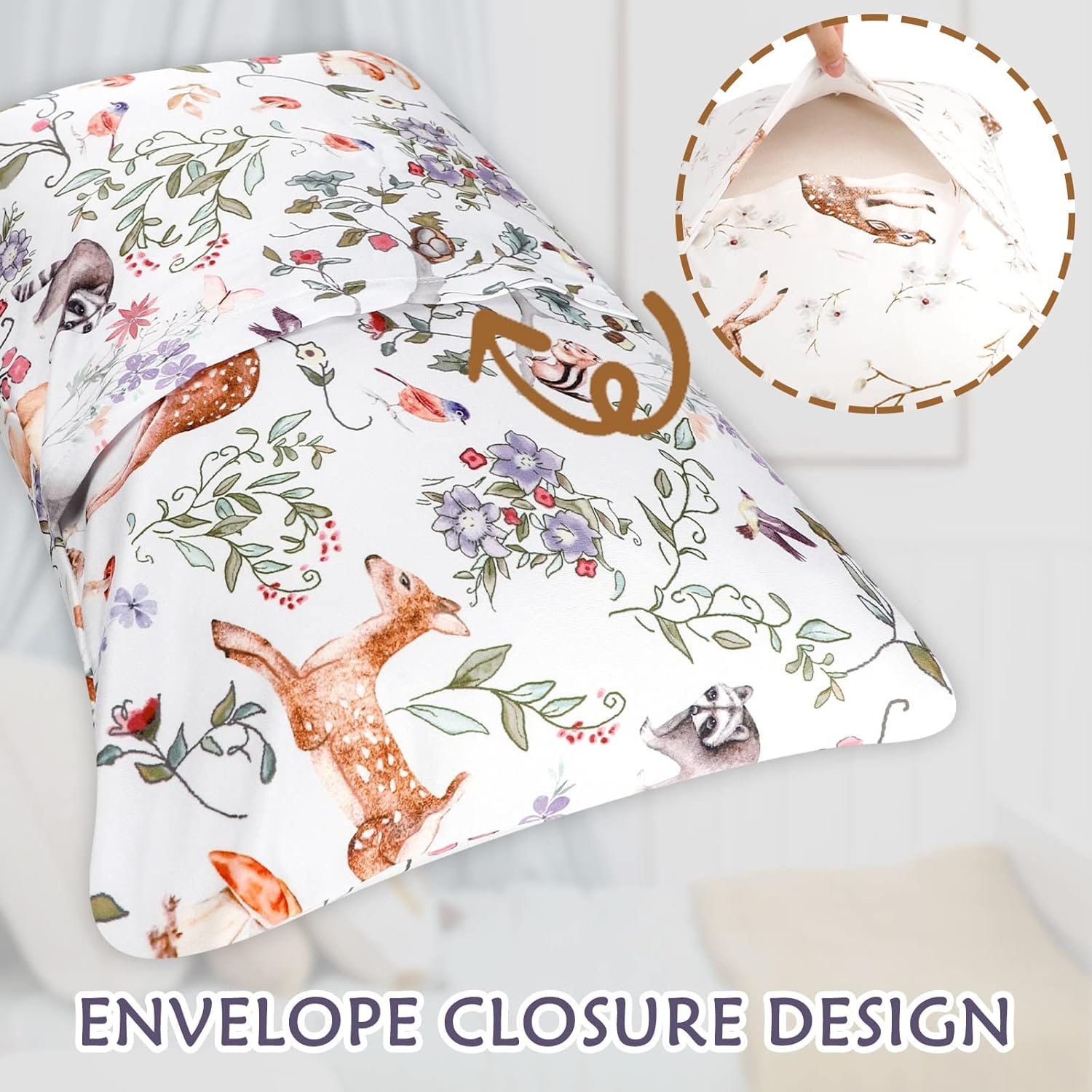 Baby Crib Sheets & Toddler Pillowcases for Baby Boys Girls, Woodland Animal Toddler Bed Sheets & Small Pillow Cases