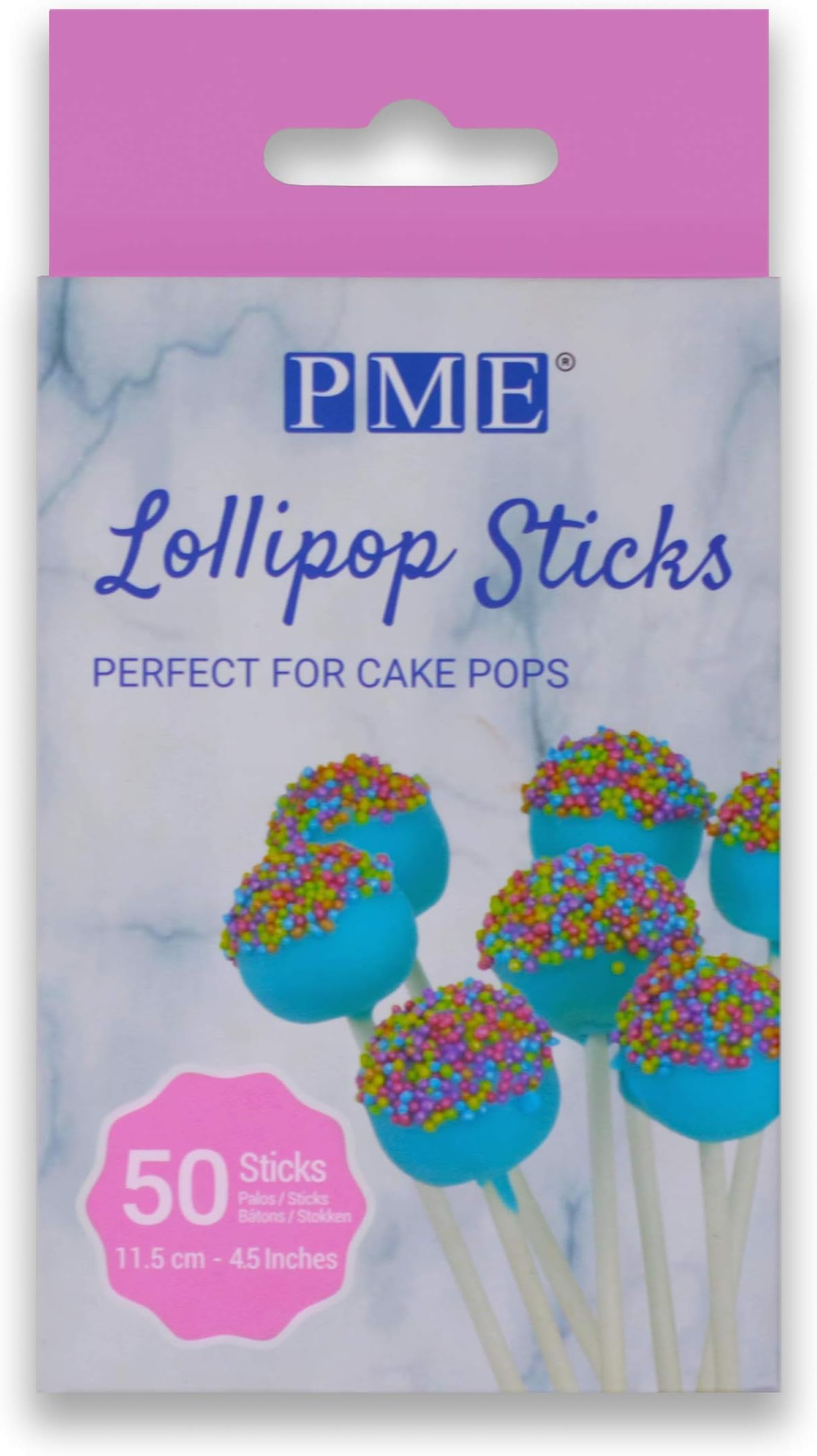 PME Lollipop Sticks 11.5 cm (4.5 inch), Pack of 50, White
