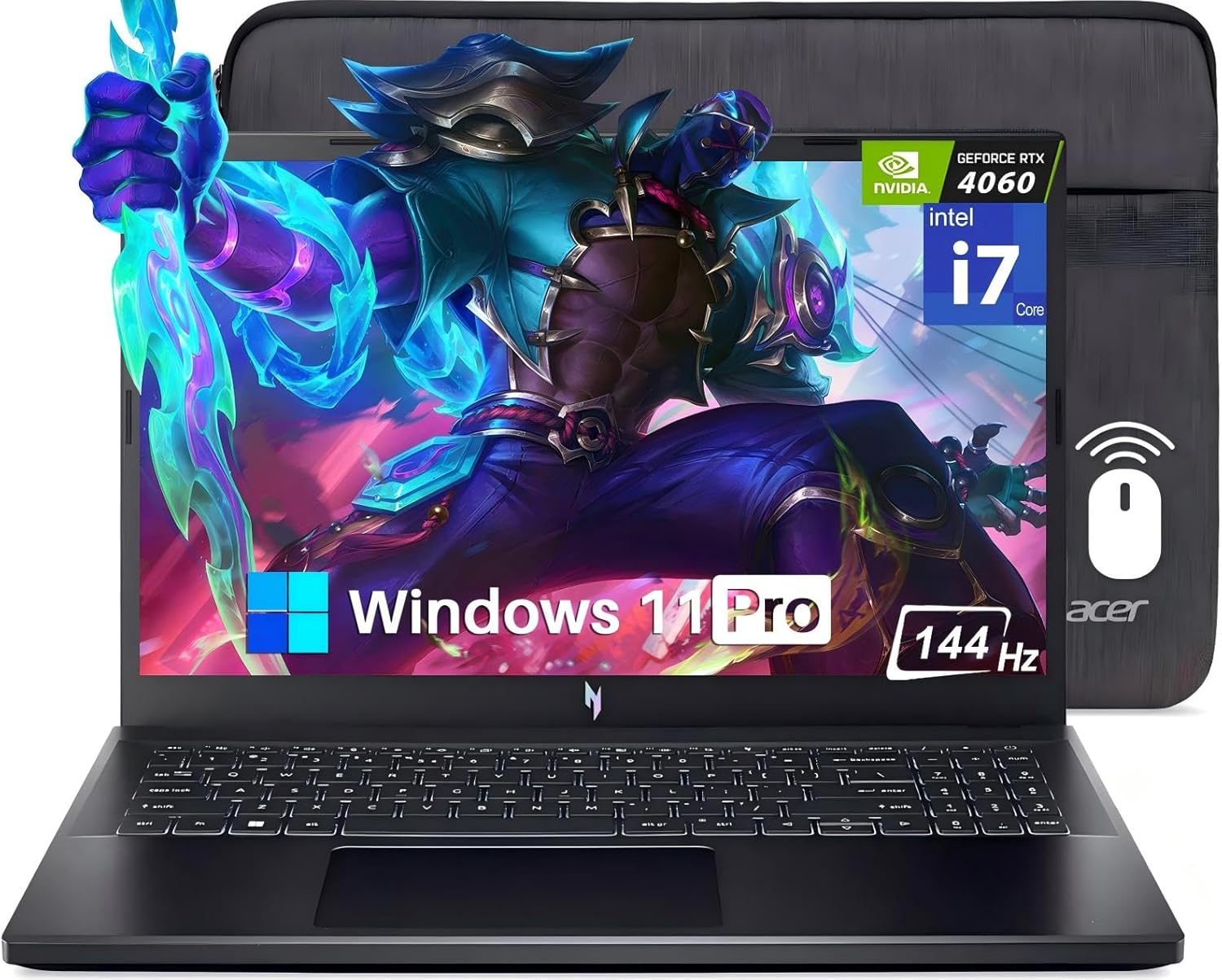 acer Nitro V 15 Gaming Laptop, 15.6″ FHD 144Hz, Intel 13th Gen i7-13620H Up to 4.9 GHz, GeForce RTX 4060, 64 GB DDR5 RAM, 2 TB SSD, Backlit Keyboard, Wi-Fi 6, Windows 11 Pro, with Anti-Slip Mouse