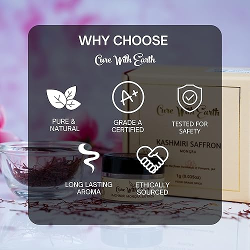 Miniatura 4 de Pure Kashmiri Mongra SaffronKesarKeshar PACK DE 5 (0.04 oz cada uno)  De las mejores tierras agrícolas de Pampore, J&K, India  Probado y certificado