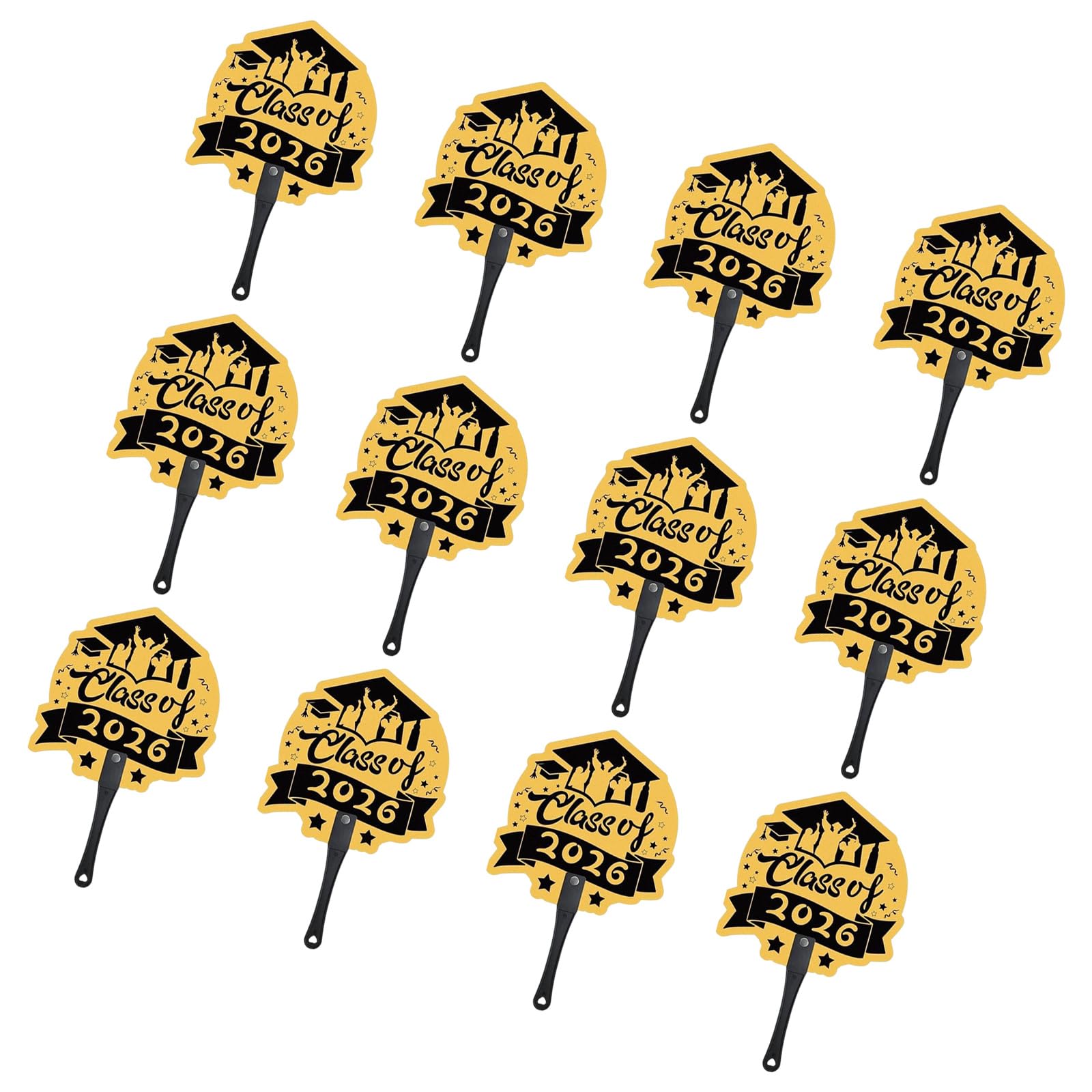 12PCS Class of 2026 and Congrat Grad Hand Fan Graduation Party Supplies for Photoshoots Props and Room Decoration Handheld Graduation Fan