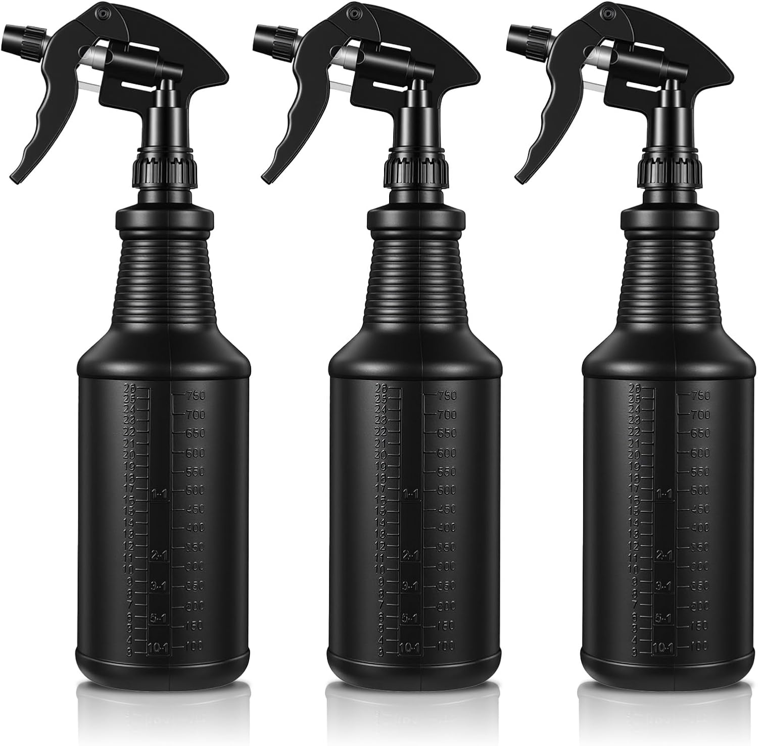 3PCS Plastic Spray Bottles 32 Oz, Spray Bottles Heavy Duty Opaque Black Refillable Trigger Sprayer for Cleaning, Garden, Hair, and Household Use