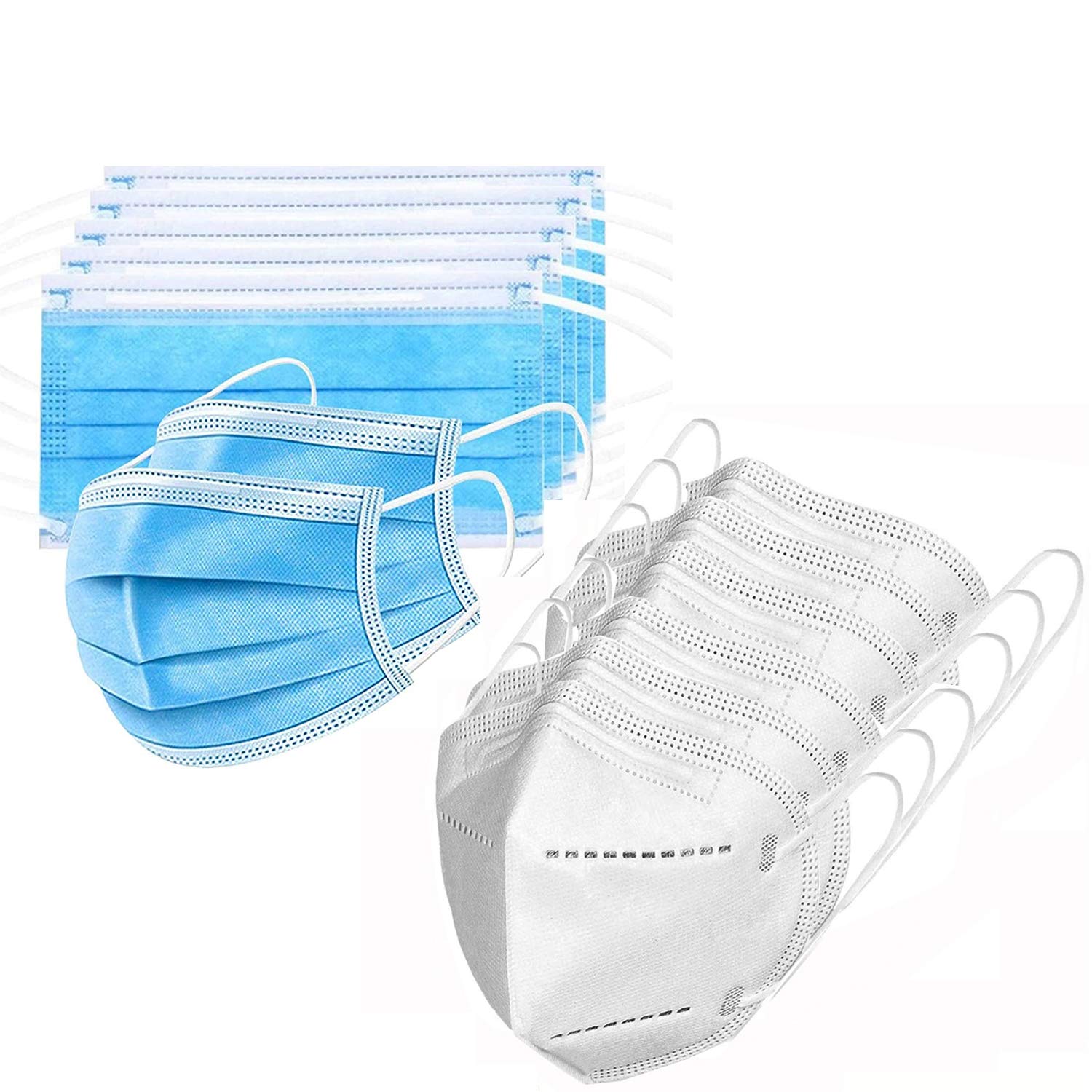 GreatDio (Pack of 5 N95 Cotton High Filtration Capacity 5 Layered Face Mask With (50 Pack) 3 Layer Surgical Mask for Men and Women - (White/Blue) (B08RCQYZVH) Amazon Price History, Amazon Price Tracker