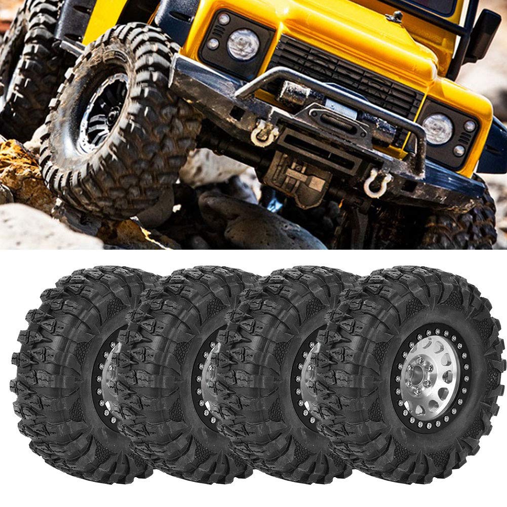 EVGATSAUTO – 4 Roues Beadlock 2.2 Pouces En Alu Et Caoutchouc Pour Voiture RC 1/10 (argent) !