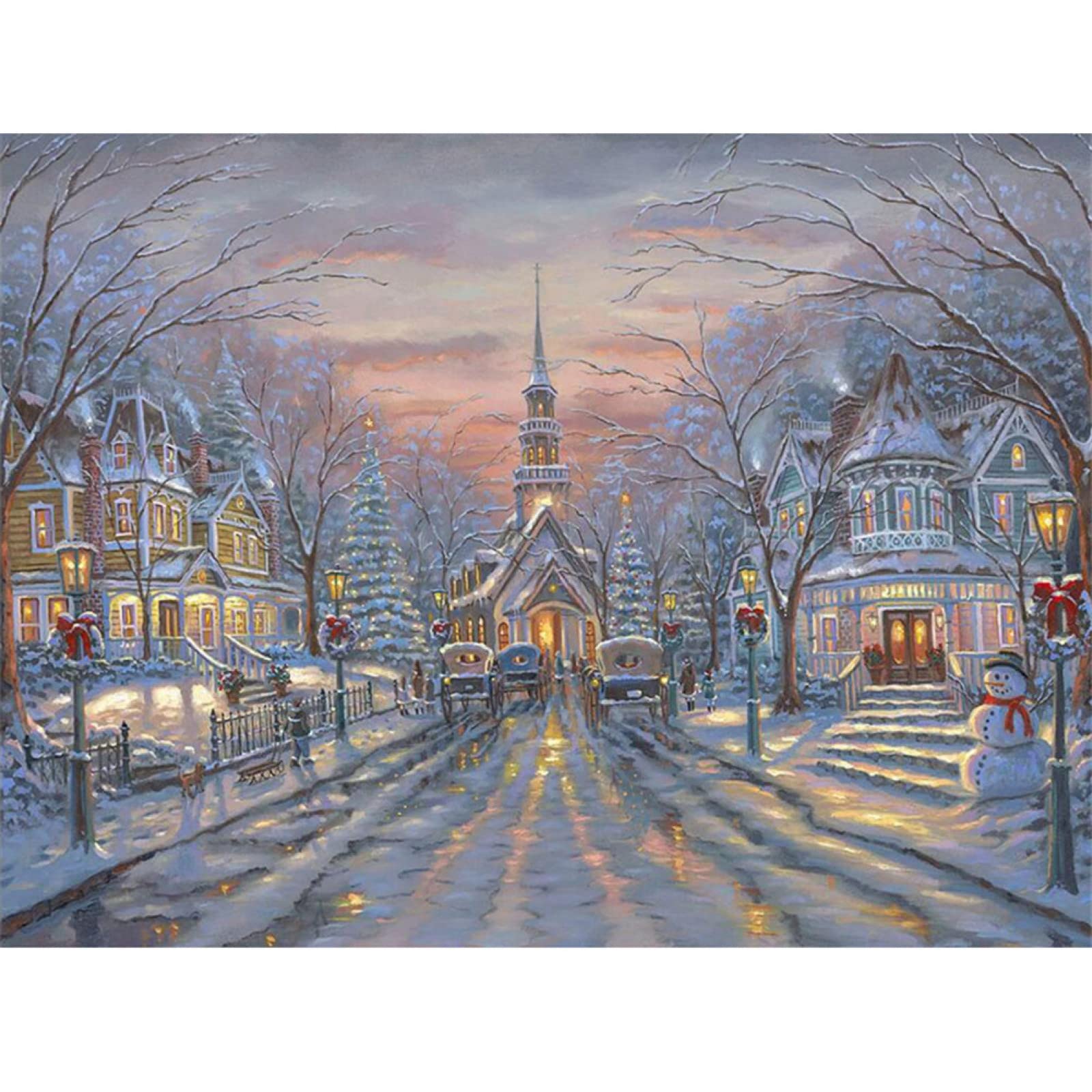 Diamond Painting kit Completo, Scena di neve Pittura Diamante per Adulti Bambini Fai Da Te Diamond Painting Kit 5D Full Pittura Mosaico Con Diamantini per Casa E Pareti Decorazione-Round drill,30x40cm