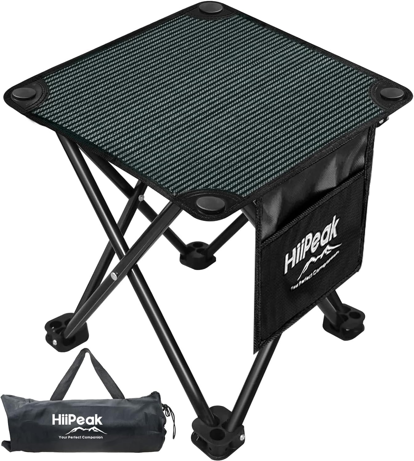 HiiPeak Portable Folding Camping Stool, Folding Stool, Lightweight Foldable Stool with carrying Bag & Waterproof Pocket, For Camping, Fishing, Hiking, Garden, BBQ, Picnic, Sketching