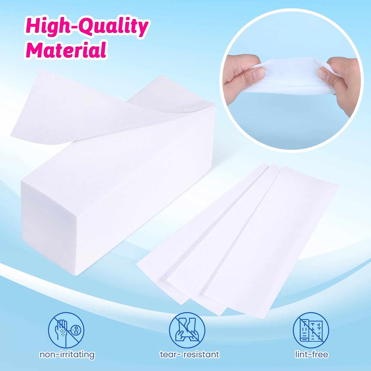 200 Pieces Large Non-woven Wax Strips for Body and Facial Hair Removal, Salon Quality Epilating Strips