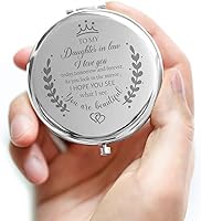 Vista 2 de Soulpetals Regalos para nuera, espejo compacto para nuera, regalos de suegra para boda, cumpleaños, Navidad (plateado)