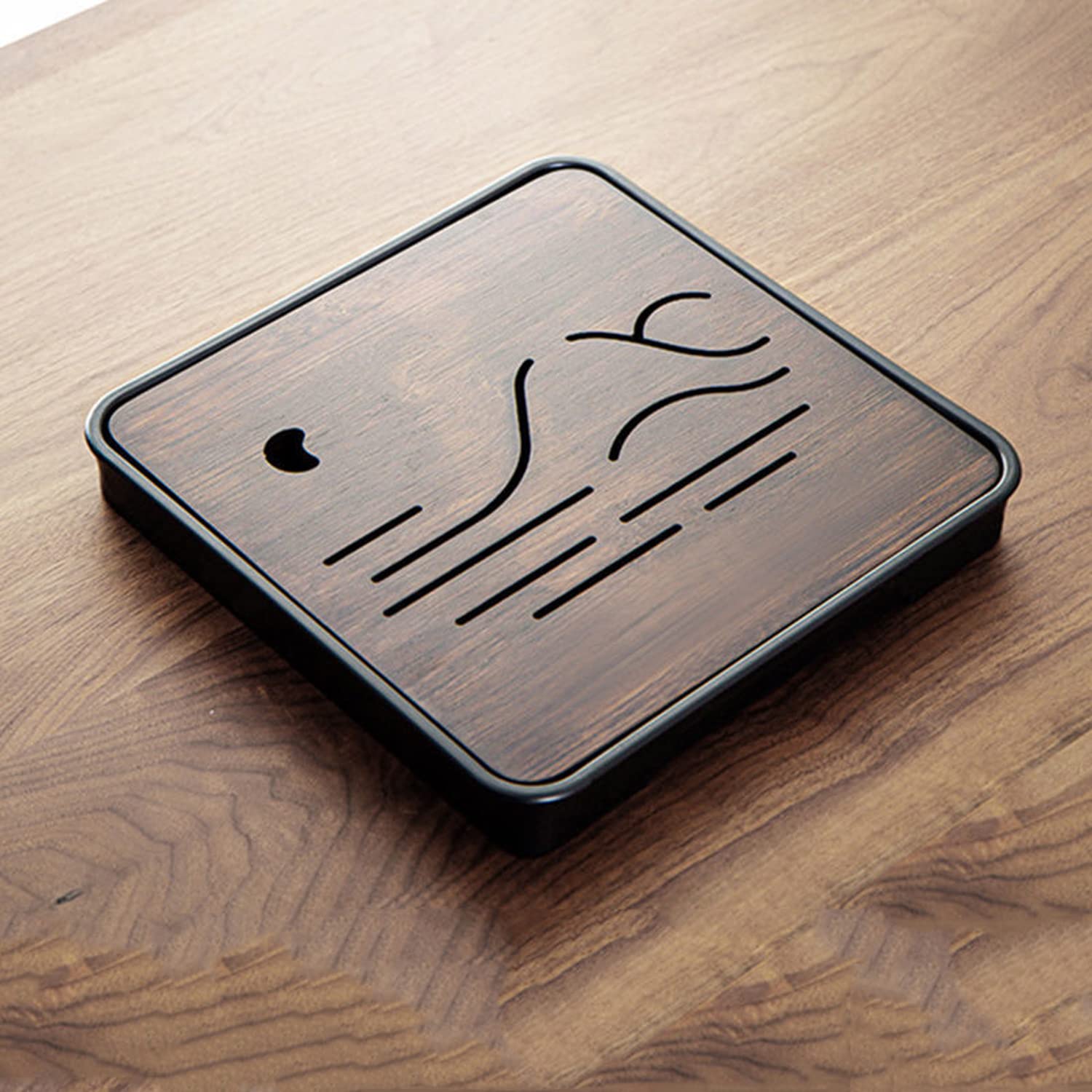 Dwysswyd11 Inch Bamboo Chinese Gongfu Tea Tray With Water Storage for China Kungfu Tea Set (walnut)