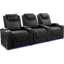 Valencia Oslo Luxury Edition Home Theater Seating | Semi-Aniline Italian Nappa 20000 Leather, Power Recline, Power Lumbar Support, Power Headrest, Row of 3, Black