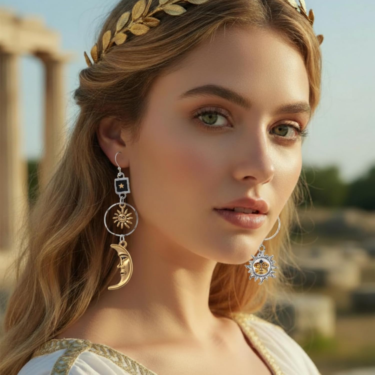 Nosiny 12 Pairs Boho Vintage Earrings Set for Women Ethnic Style Drop Dangle Round Earrings Retro Bohemian Teardrop Sun and Moon Wooden Silver Jewelry for Thanksgiving Christmas Birthday Gifts - Image 7