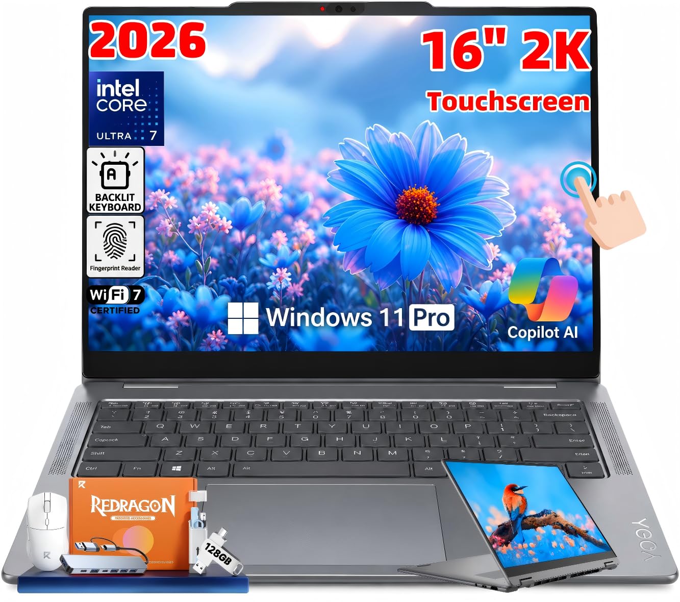 Yoga 7i 2-in-1 Touch Laptop 2026, Intel Ultra 7 256V, 16GB DDR5 RAM